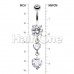 Elegant Double Hearts Cubic Zirconia Belly Button Ring