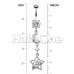 Dainty Crescent Moon and Star Cubic Zirconia  Belly Button Ring