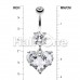 Dainty Crystalline Heart Cubic Zirconia Belly Button Ring 