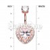 Rose Gold Brilliant Heart Sparkle Cubic Zirconia Belly Button Ring
