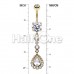 Golden Angelic Gem Cascading Cubic Zirconia Belly Button Ring