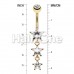Golden Sparkling Star Drop Cubic Zirconia Belly Button Ring