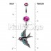 Jeweled Flying Swallow Dangle Belly Button Ring