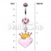 Vibrant Crowned Heart Sparkle Belly Button Ring
