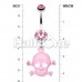 Heart Eyed Skull and Crossbones Sparkle Belly Button Ring