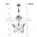 Glittered Flower Butterfly Belly Button Ring