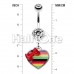 Rasta Stripe Red Bow Heart Belly Button Ring