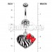 Cute Zebra Heart Red Bow Charm Belly Button Ring