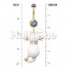 Golden Sassy White Kitty Cat Belly Button Ring