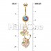 Golden Sparkling Heart Cluster Belly Button Ring