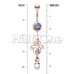 Rose Gold Elegant Jeweled Pearl Dangle Belly Button Ring