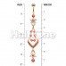 Golden Coral Flora Heart Belly Button Ring