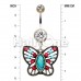 Vintage Boho Butterfly Fliligree Belly Button Ring