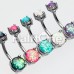 Opal Sparkle Prong Set Belly Button Ring