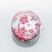 Red Cherry Blossom Clear UV Double Flared Ear Gauge Plug