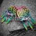 Rainbow Dreamcatcher Feather Dangle Ear Gauge Plug