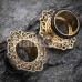 Golden Fliigree Ornate Single Flared Tunnel Plug 