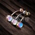 Rose Gold Synthetic Moonstone Double Ball Inlay Steel Belly Button Ring