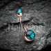 Rose Gold Abalone Shell Double Ball Inlay Belly Button Ring